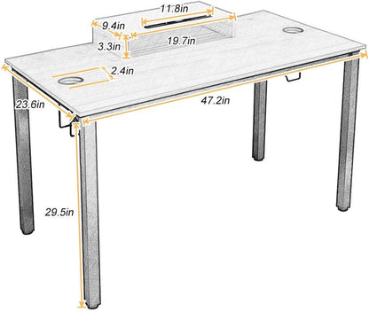 47-Inch Gaming Computer Desk Workstation with Display Stand, Cable Management, and Headphone Holder - Teak BHUS-AC14BB