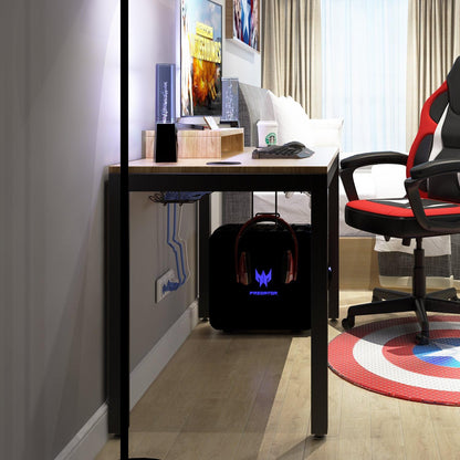 47-Inch Gaming Computer Desk Workstation with Display Stand, Cable Management, and Headphone Holder - Teak BHUS-AC14BB