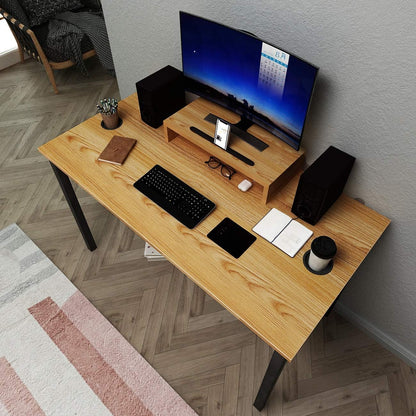 47-Inch Gaming Computer Desk Workstation with Display Stand, Cable Management, and Headphone Holder - Teak BHUS-AC14BB